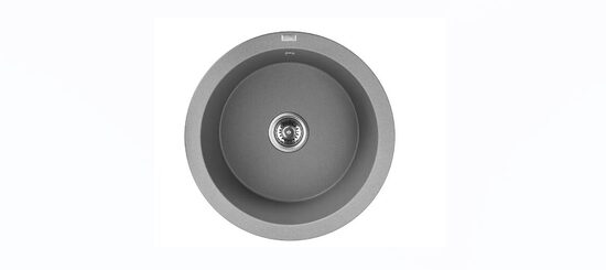 Laveo virtuves izlietne Dafne apaļa ar sifonu, d=51x19cm, pelēka